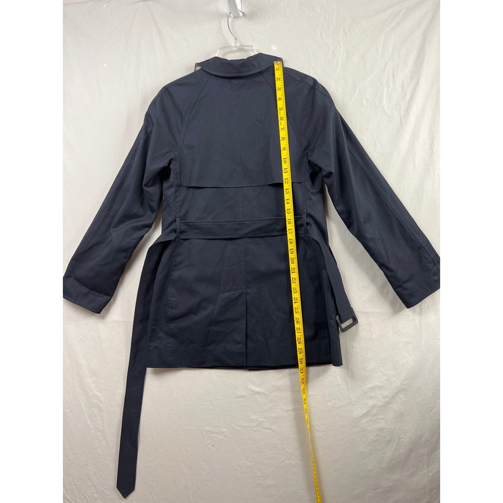 Burberry Trench Coat Women 4* Navy Blue Nova Check Belted Made In England - Picture 6 of 15